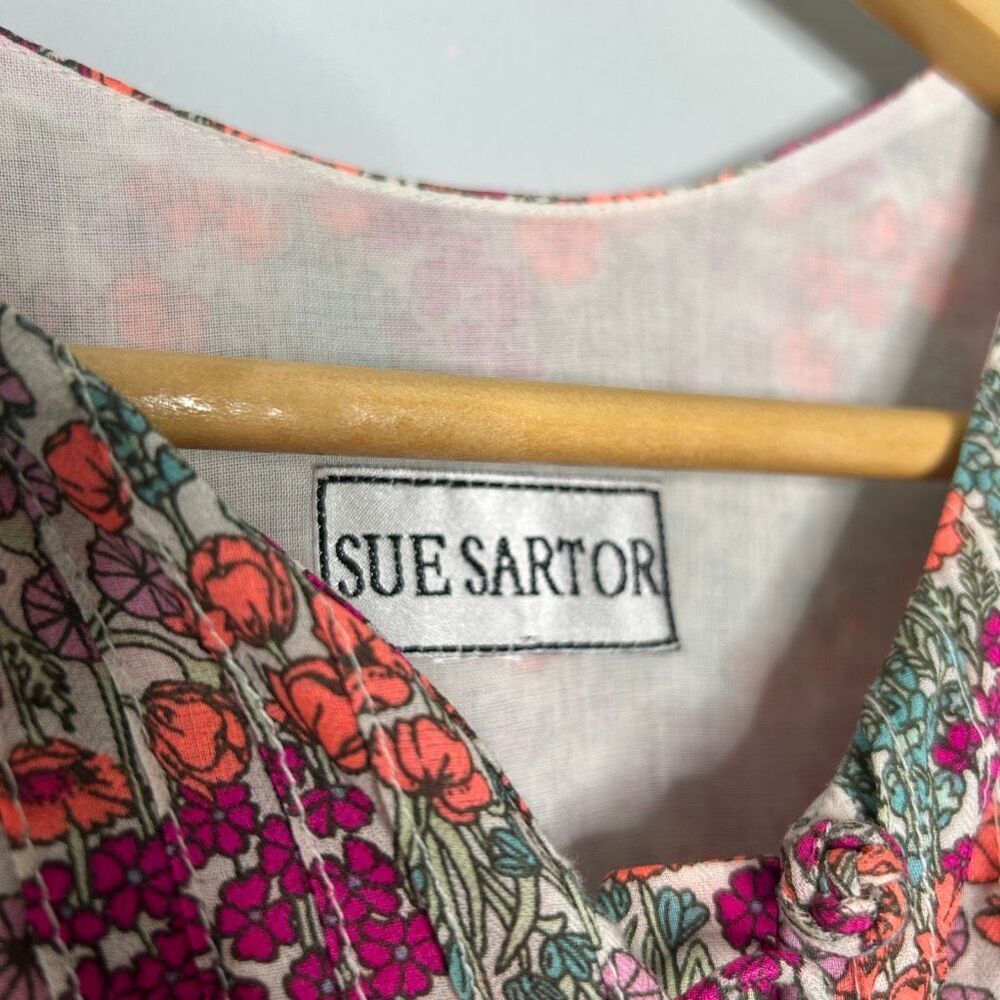 SUE SARTOR Flounce Maxi Floral Puff Sleeve Dress - Picture 3 of 7